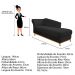 Recamier Vanessa 140cm Lado Esquerdo Corano Preto - Amarena Móveis