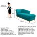 Recamier Vanessa 140cm Lado Esquerdo Suede Azul Turquesa - Amarena Móveis