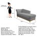 Recamier Vanessa 160cm Lado Direito Corano Cinza - Amarena Móveis