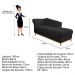 Recamier Vanessa 160cm Lado Direito Corano Preto - Amarena Móveis