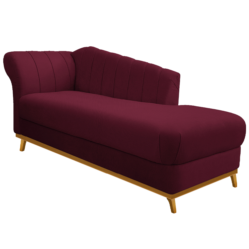 Recamier Vanessa 160cm Lado Direito Suede Bordô - Amarena Móveis