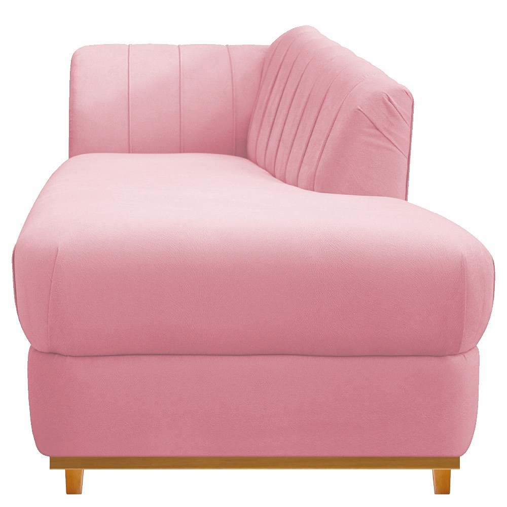 Recamier Vanessa 160cm Lado Direito Suede Rosa Bebê - Amarena Móveis