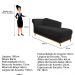 Recamier Vanessa 160cm Lado Esquerdo Corano Preto - Amarena Móveis