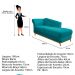 Recamier Vanessa 160cm Lado Esquerdo Suede Azul Turquesa - Amarena Móveis