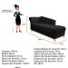 Recamier Vanessa 160cm Lado Esquerdo Suede Preto - Amarena Móveis