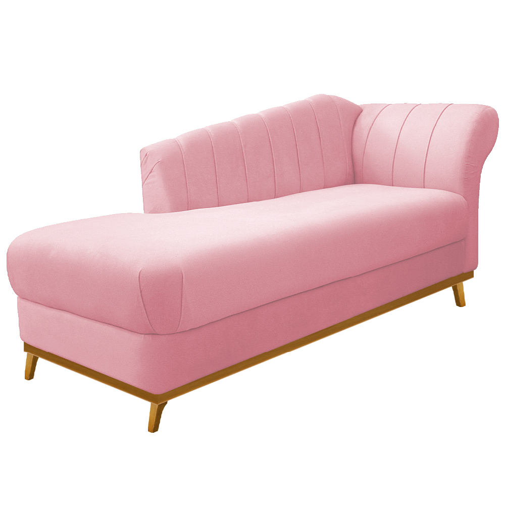 Recamier Vanessa 160cm Lado Esquerdo Suede Rosa Bebê - Amarena Móveis
