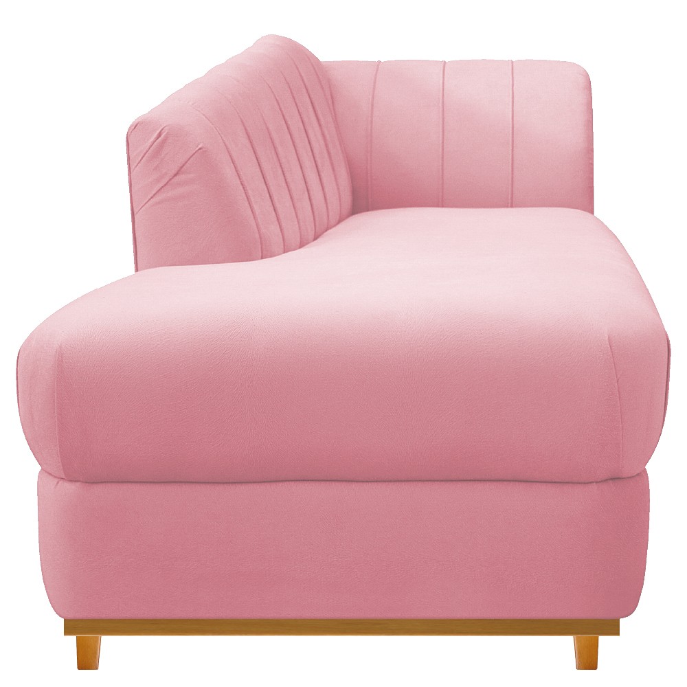 Recamier Vanessa 160cm Lado Esquerdo Suede Rosa Bebê - Amarena Móveis