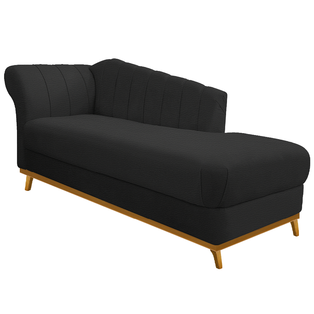 Recamier Vanessa 185cm Lado Direito Corano Preto - Amarena Móveis