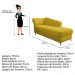 Recamier Vanessa 185cm Lado Direito Suede Amarelo - Amarena Móveis