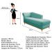 Recamier Vanessa 185cm Lado Direito Suede Azul Tiffany - Amarena Móveis