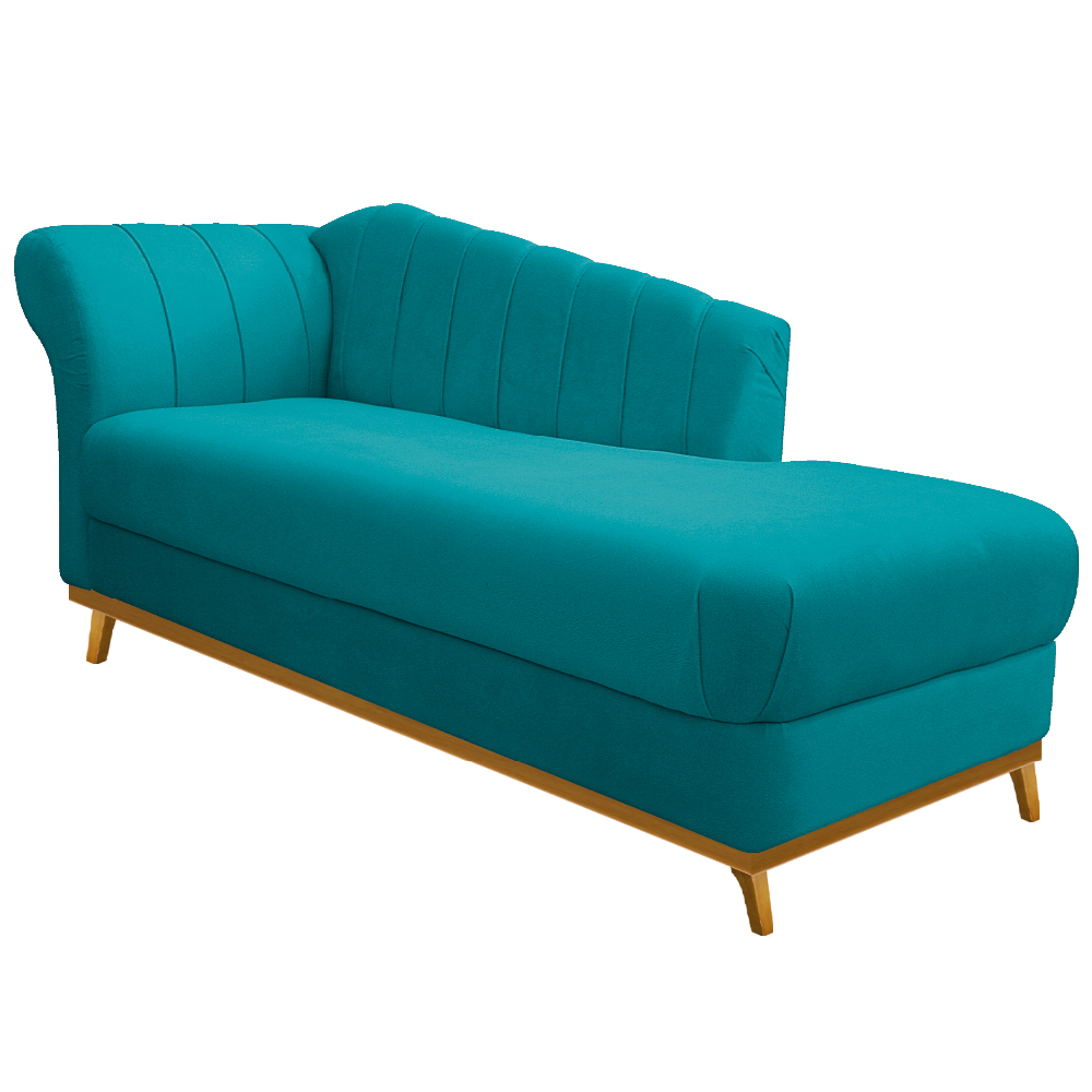 Recamier Vanessa 185cm Lado Direito Suede Azul Turquesa - Amarena Móveis