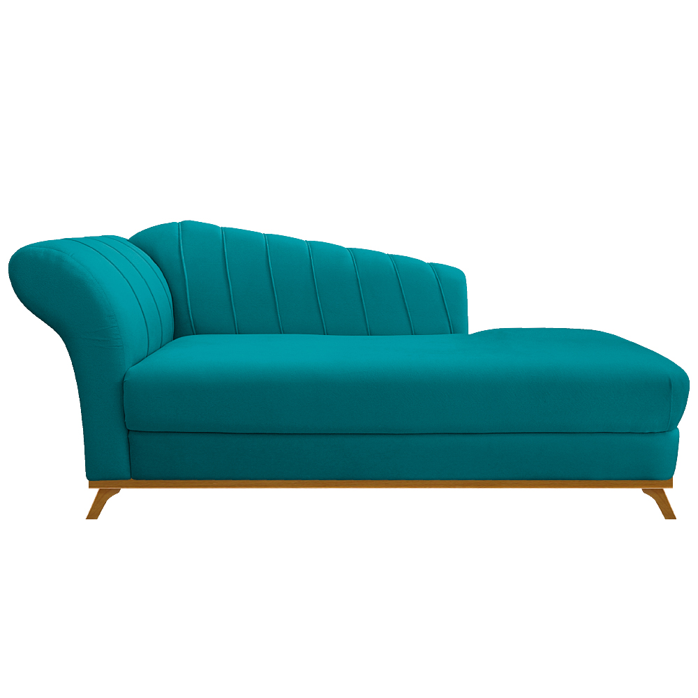 Recamier Vanessa 185cm Lado Direito Suede Azul Turquesa - Amarena Móveis