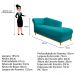 Recamier Vanessa 185cm Lado Direito Suede Azul Turquesa - Amarena Móveis