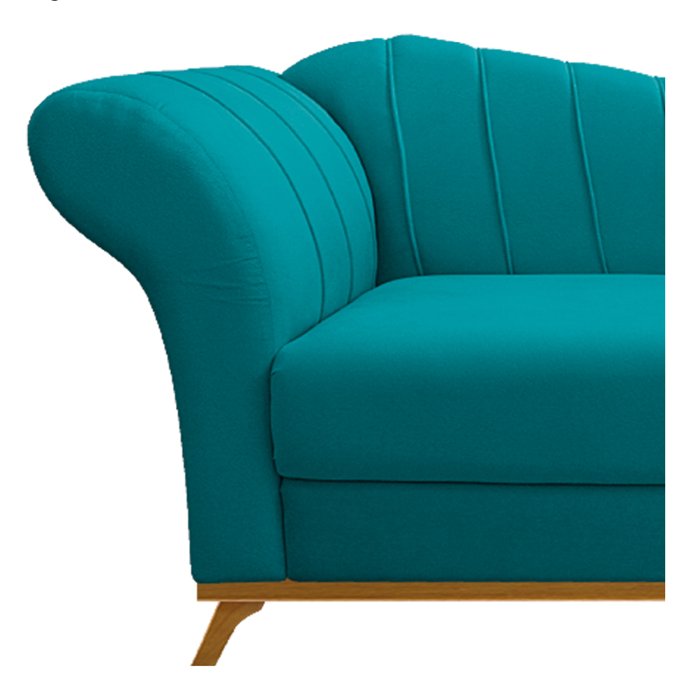Recamier Vanessa 185cm Lado Direito Suede Azul Turquesa - Amarena Móveis