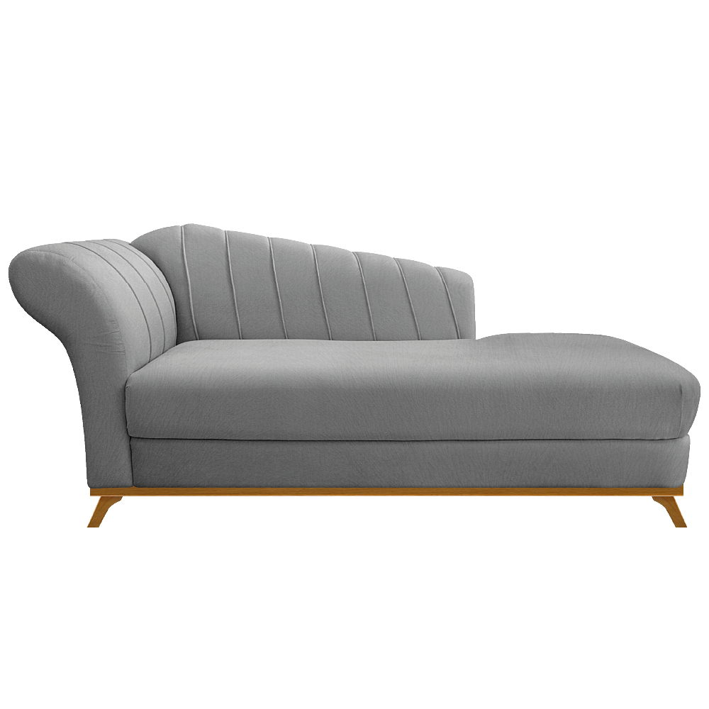 Recamier Vanessa 185cm Lado Direito Suede Cinza - Amarena Móveis