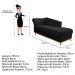 Recamier Vanessa 185cm Lado Direito Suede Preto - Amarena Móveis