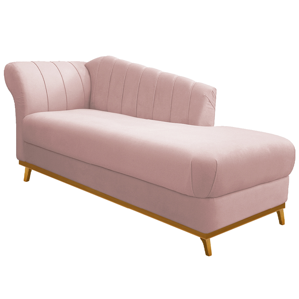 Recamier Vanessa 185cm Lado Direito Suede Rosê - Amarena Móveis