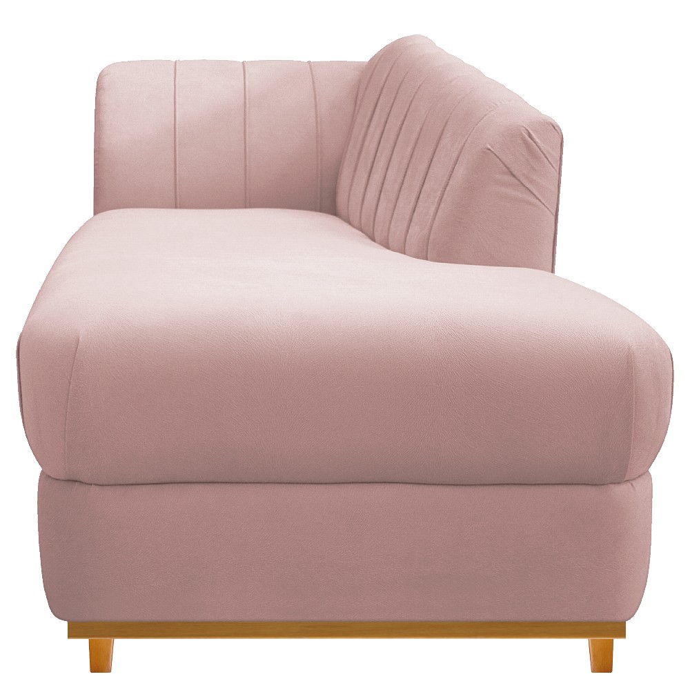 Recamier Vanessa 185cm Lado Direito Suede Rosê - Amarena Móveis