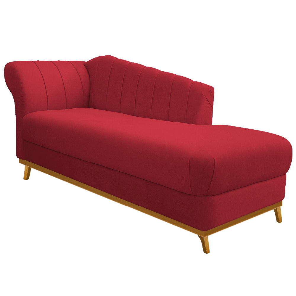 Recamier Vanessa 185cm Lado Direito Suede Vermelho - Amarena Móveis