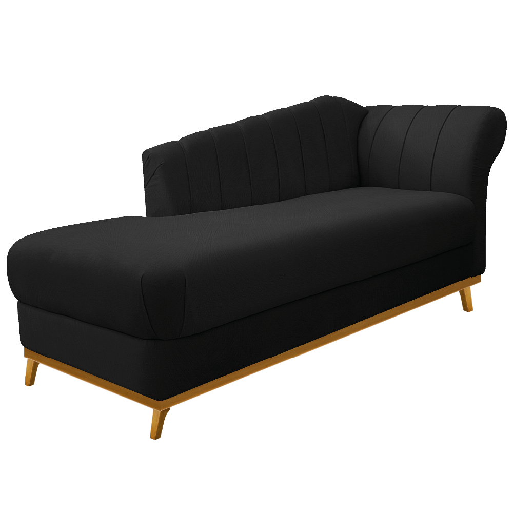 Recamier Vanessa 185cm Lado Esquerdo Suede Preto - Amarena Móveis
