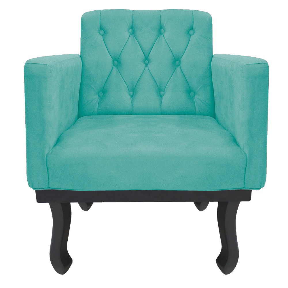 kit 02 Poltronas Classic Pés Luís XV Suede Azul Tiffany - Amarena Móveis