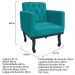 kit 02 Poltronas Classic Pés Luís XV Suede Azul Turquesa - Amarena Móveis