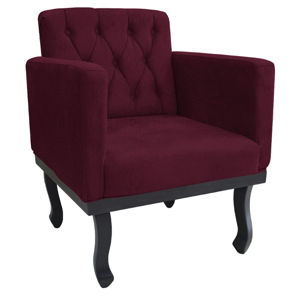 kit 02 Poltronas Classic Pés Luís XV Suede Bordô - Amarena Móveis