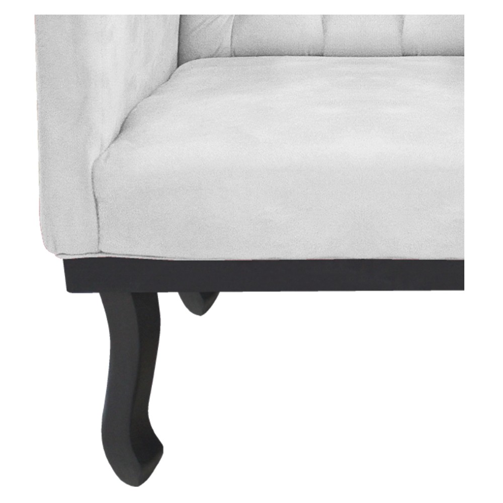 kit 02 Poltronas Classic Pés Luís XV Suede Branco - Amarena Móveis