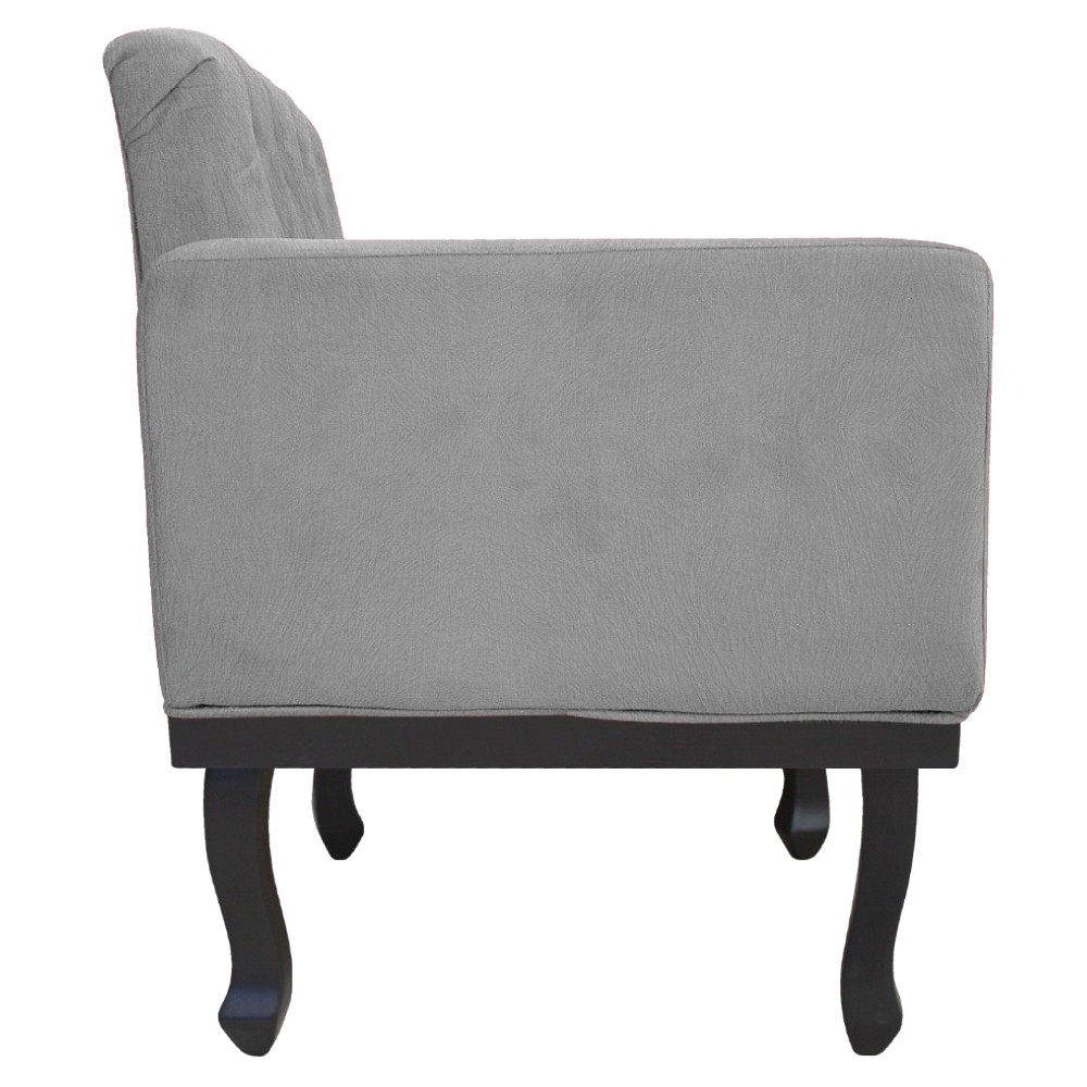 kit 02 Poltronas Classic Pés Luís XV Suede Cinza - Amarena Móveis