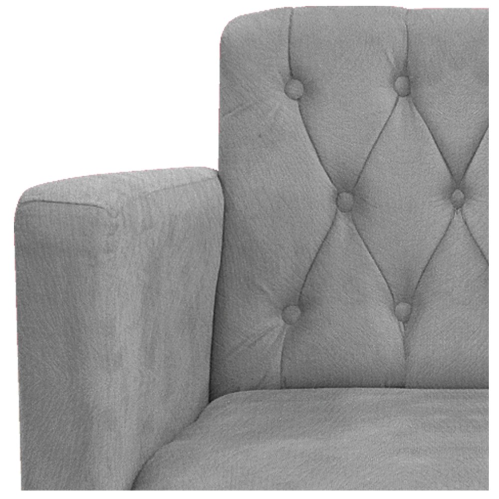 kit 02 Poltronas Classic Pés Luís XV Suede Cinza - Amarena Móveis