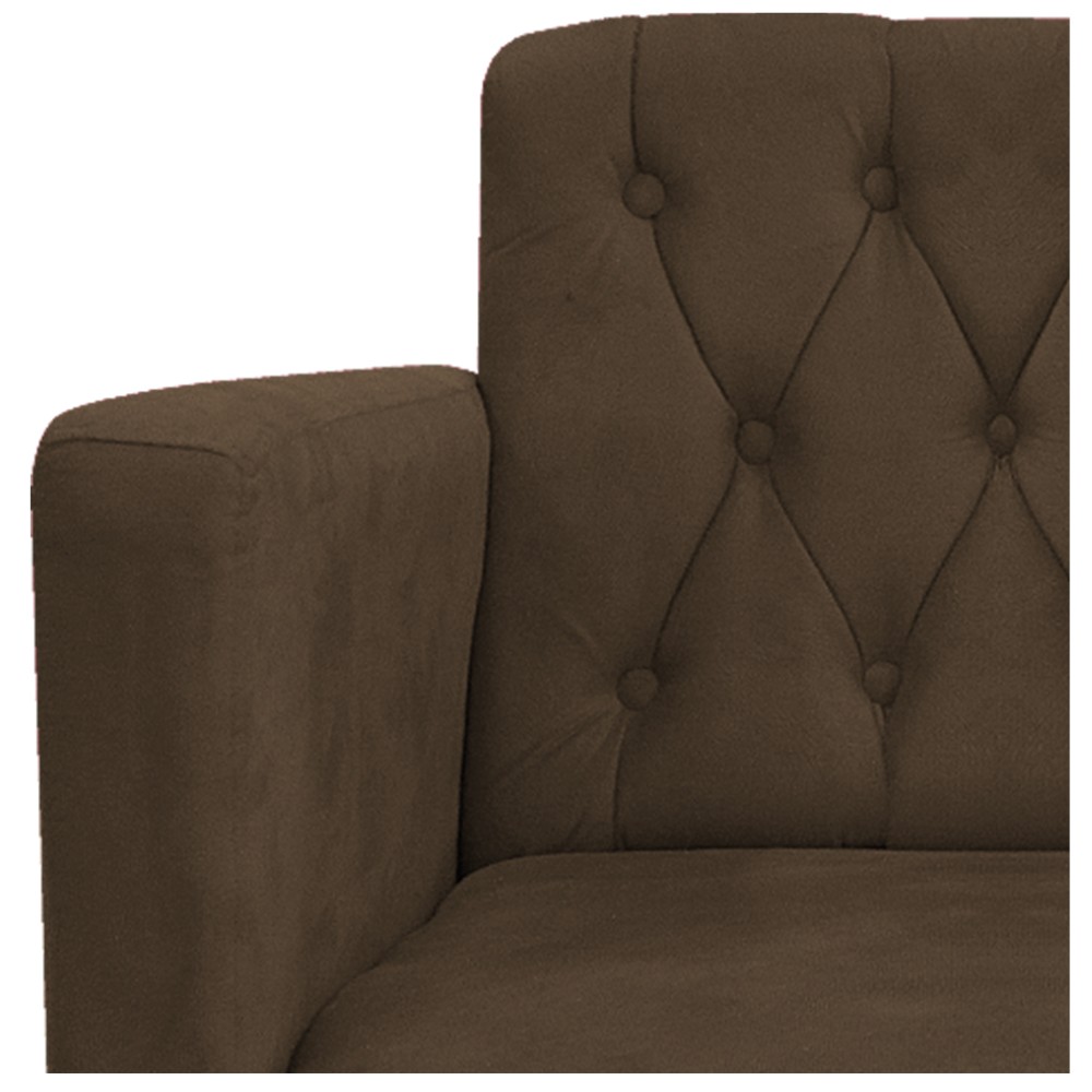 kit 02 Poltronas Classic Pés Luís XV Suede Marrom - Amarena Móveis