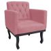 kit 02 Poltronas Classic Pés Luís XV Suede Rosa Bebê - Amarena Móveis