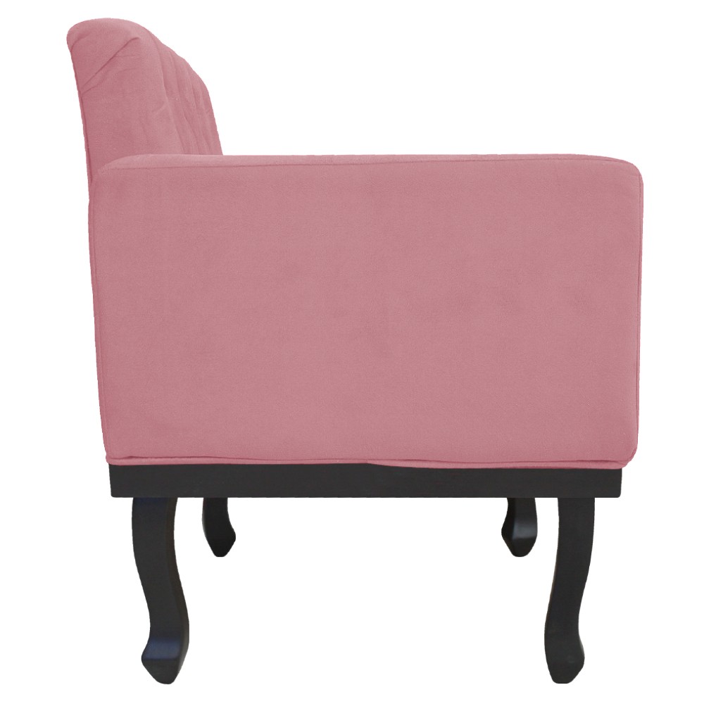 kit 02 Poltronas Classic Pés Luís XV Suede Rosa Bebê - Amarena Móveis