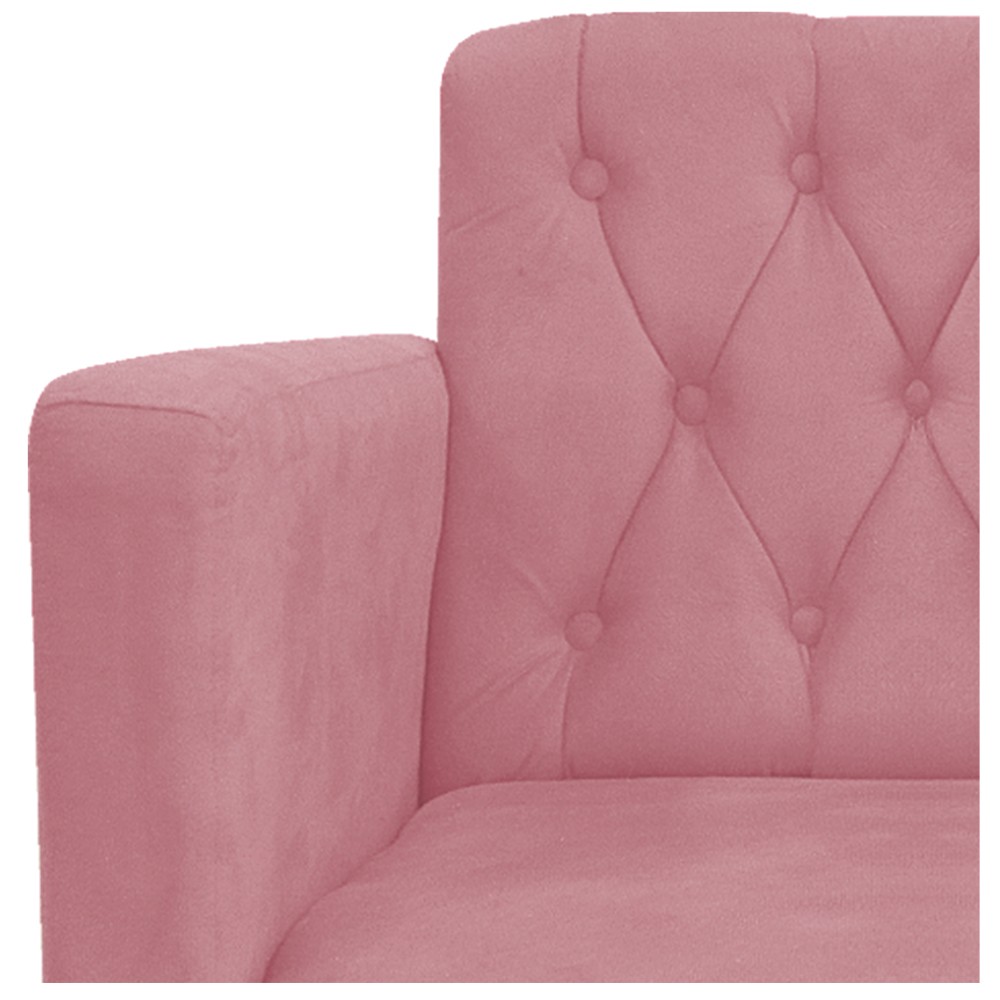 kit 02 Poltronas Classic Pés Luís XV Suede Rosa Bebê - Amarena Móveis