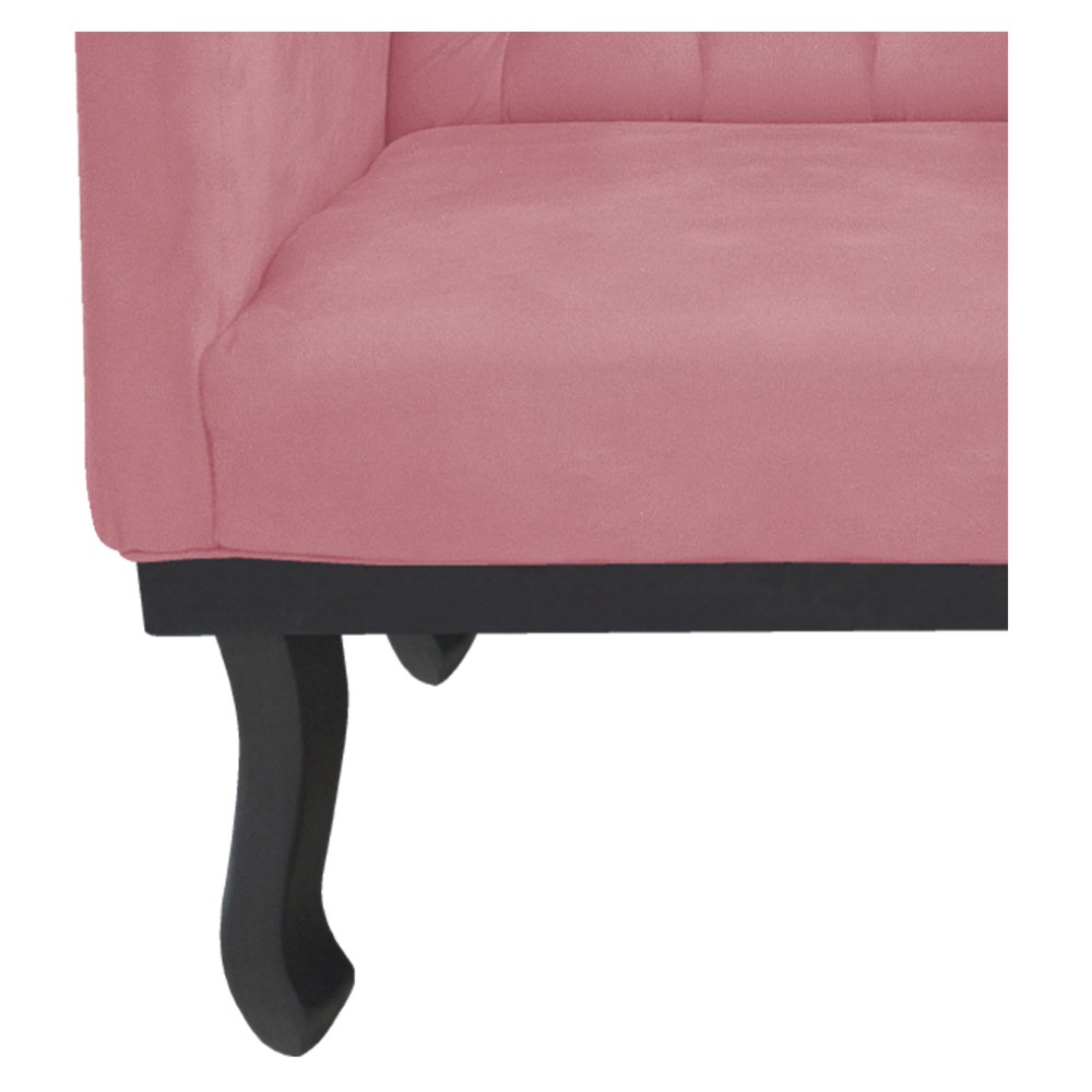 kit 02 Poltronas Classic Pés Luís XV Suede Rosa Bebê - Amarena Móveis