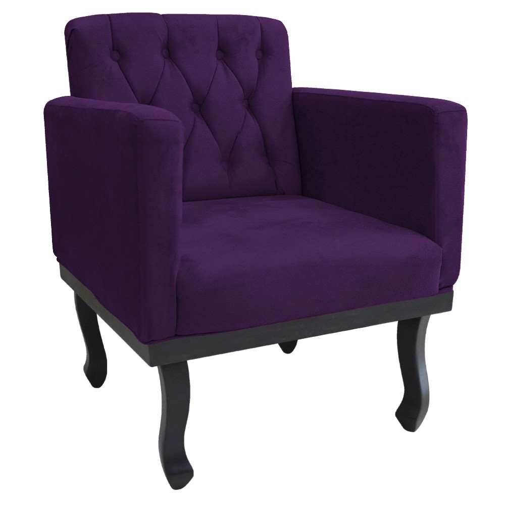 kit 02 Poltronas Classic Pés Luís XV Suede Roxo - Amarena Móveis