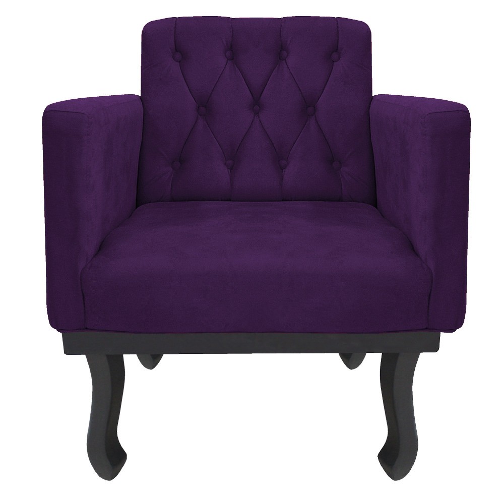 kit 02 Poltronas Classic Pés Luís XV Suede Roxo - Amarena Móveis