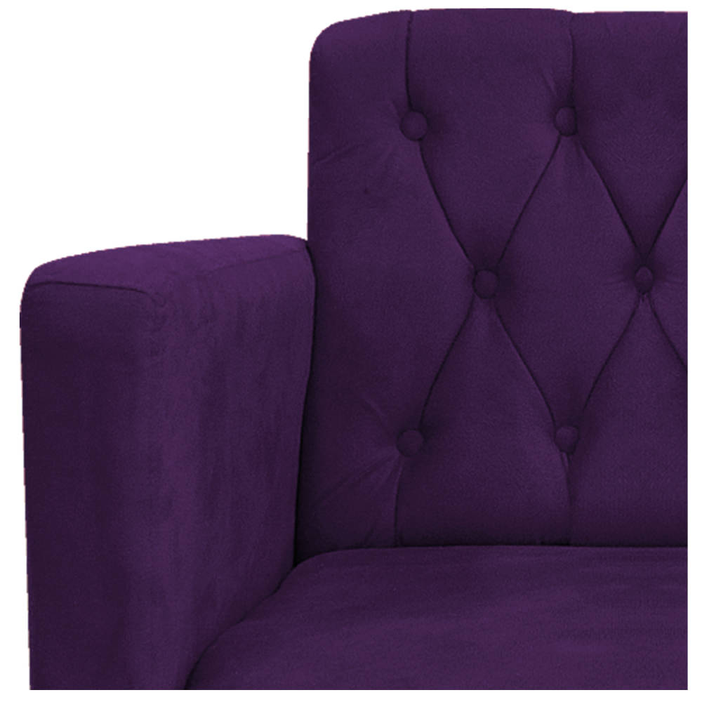 kit 02 Poltronas Classic Pés Luís XV Suede Roxo - Amarena Móveis