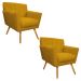 kit 02 Poltronas Laura Palito Mel Suede Amarelo - Amarena Móveis