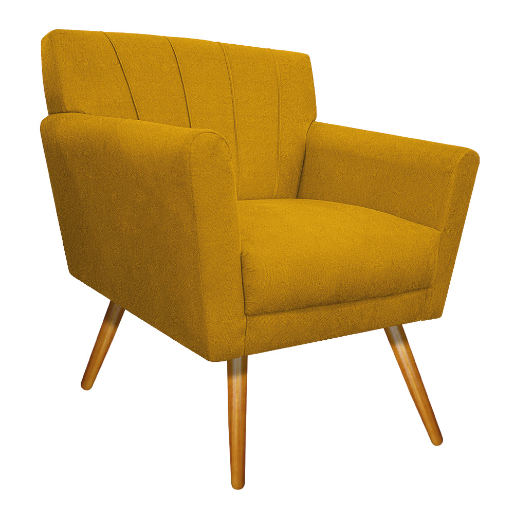 kit 02 Poltronas Laura Palito Mel Suede Amarelo - Amarena Móveis