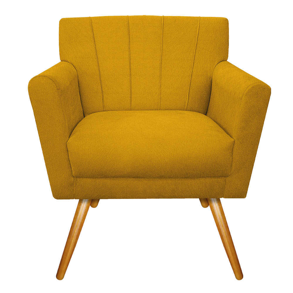 kit 02 Poltronas Laura Palito Mel Suede Amarelo - Amarena Móveis