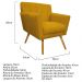 kit 02 Poltronas Laura Palito Mel Suede Amarelo - Amarena Móveis