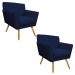 kit 02 Poltronas Laura Palito Mel Suede Azul Marinho - Amarena Móveis