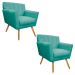 kit 02 Poltronas Laura Palito Mel Suede Azul Tiffany - Amarena Móveis