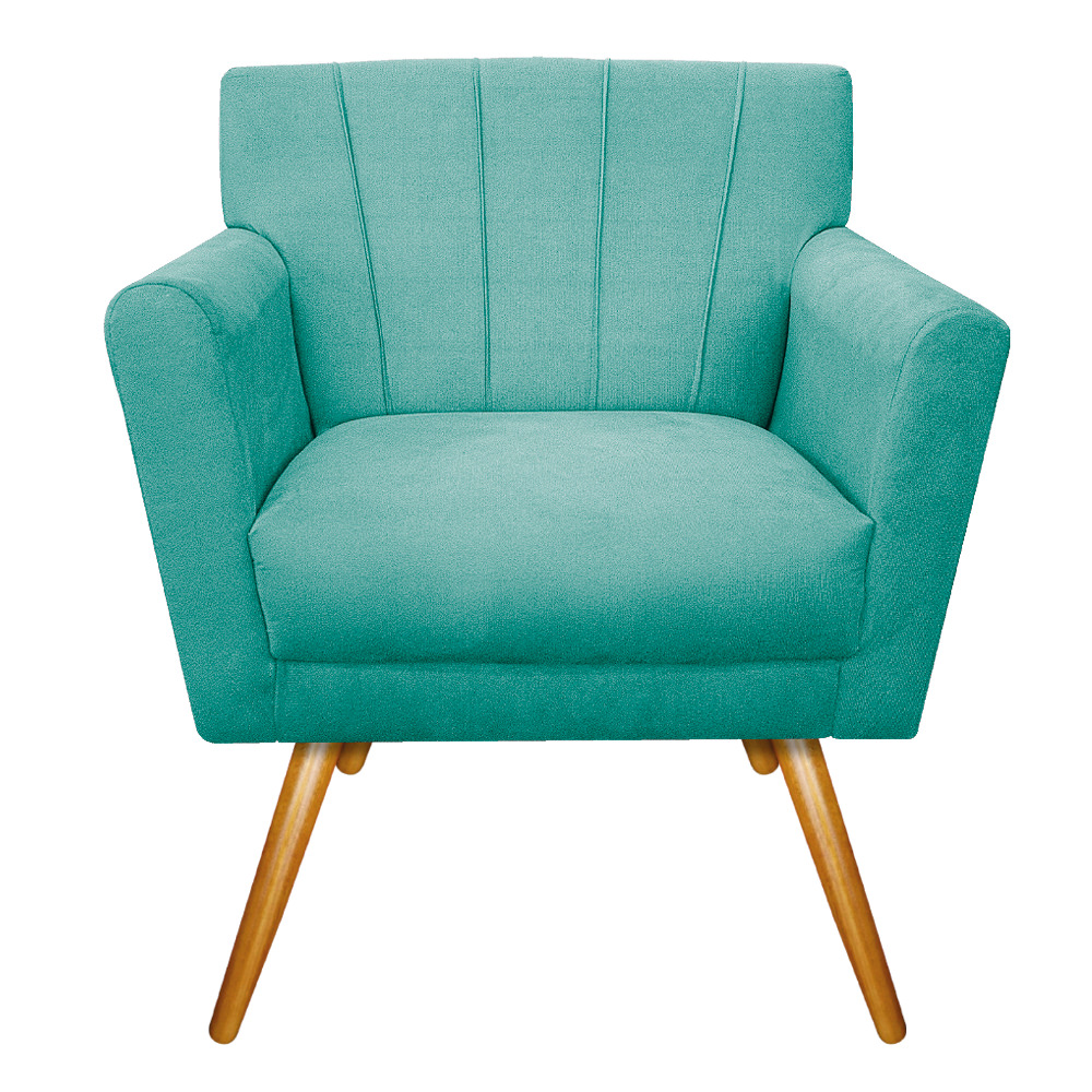 kit 02 Poltronas Laura Palito Mel Suede Azul Tiffany - Amarena Móveis