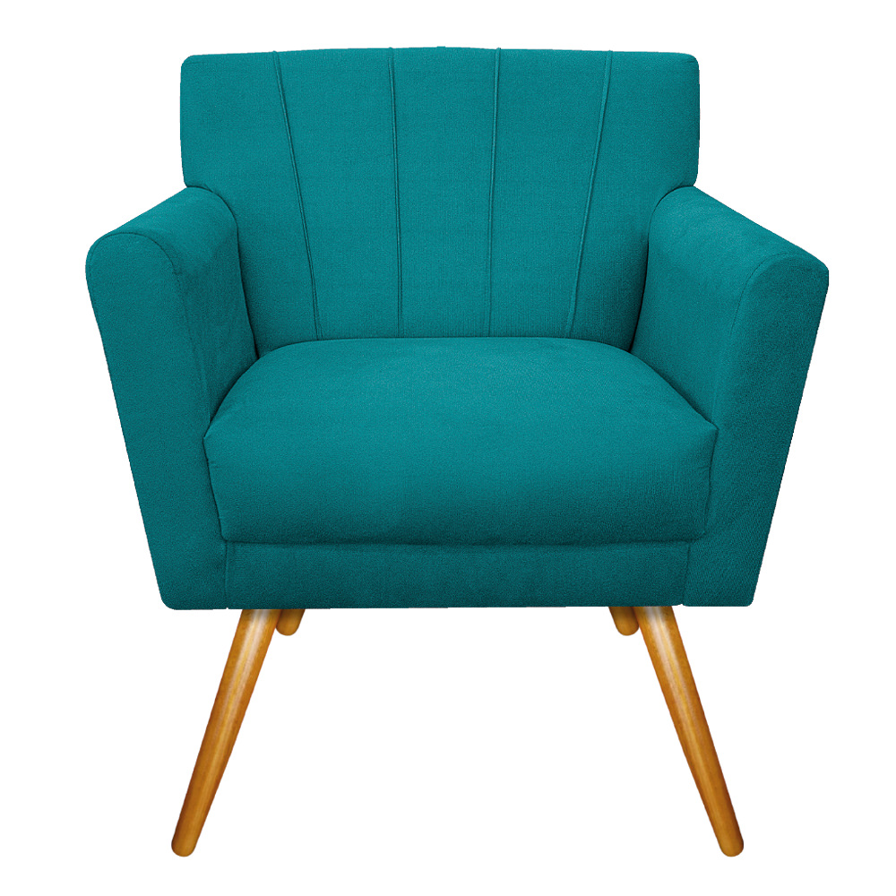 kit 02 Poltronas Laura Palito Mel Suede Azul Turquesa - Amarena Móveis