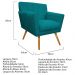kit 02 Poltronas Laura Palito Mel Suede Azul Turquesa - Amarena Móveis