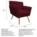 kit 02 Poltronas Laura Palito Mel Suede Bordô - Amarena Móveis