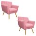 kit 02 Poltronas Laura Palito Mel Suede Rosa Bebê - Amarena Móveis