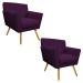 kit 02 Poltronas Laura Palito Mel Suede Roxo - Amarena Móveis